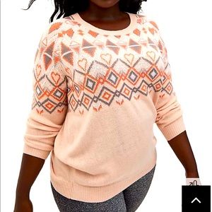 Torrid Peach Fair Isle Sweater sz 1 / XL